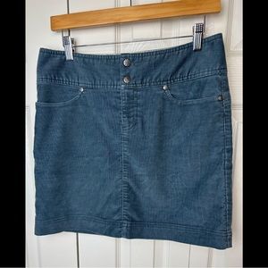 ATHLETA Vintage Ridge Corduroy Skirt Blue Gray Steel Mini Pockets Hike Golf Walk
